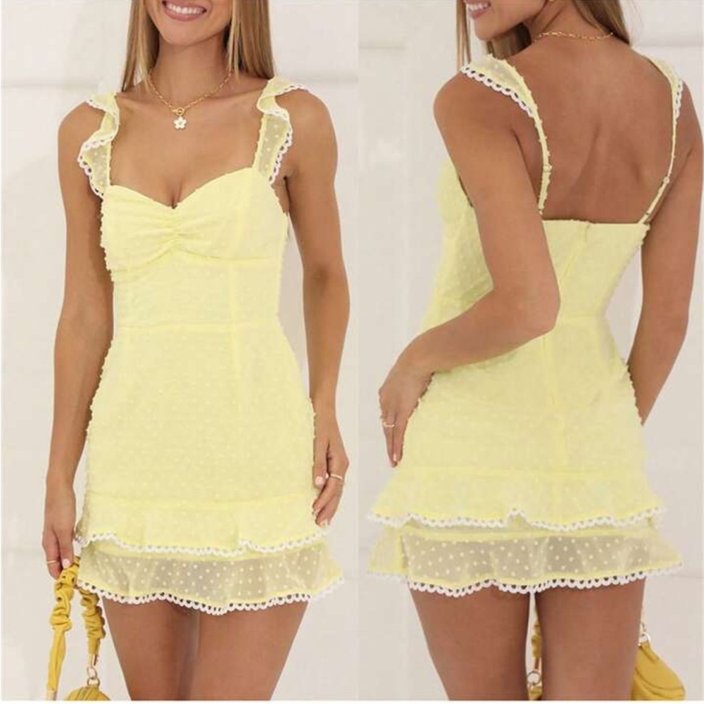 SHEIN Light Yellow Ruffle Mini Dress